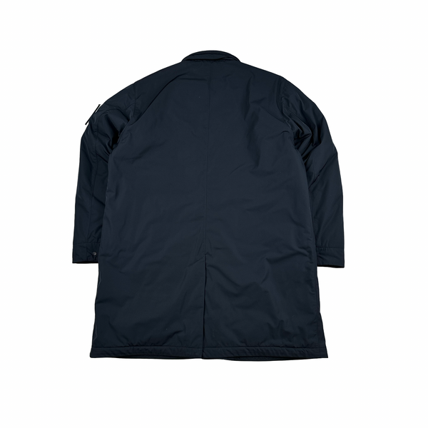 Stone Island 2024 Navy Micro Twill Primaloft Long Buttoned Jacket - XXL