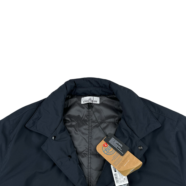 Stone Island 2024 Navy Micro Twill Primaloft Long Buttoned Jacket - XXL