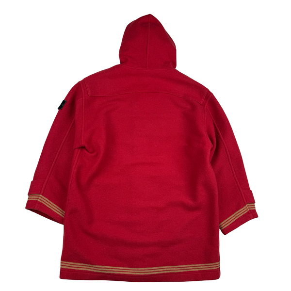 Stone Island 1988 Red Rare Montgomery Wool Duffle Coat - XL