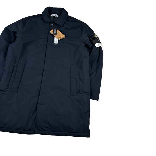 Stone Island 2024 Navy Micro Twill Primaloft Long Buttoned Jacket - XXL