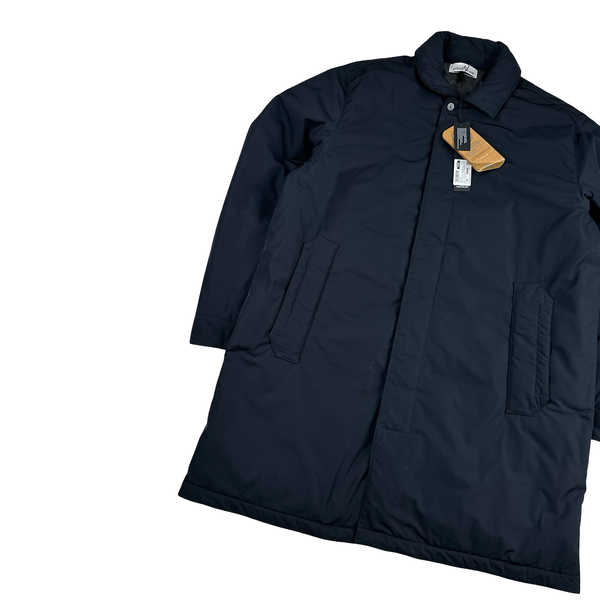 Stone Island 2024 Navy Micro Twill Primaloft Long Buttoned Jacket - XXL