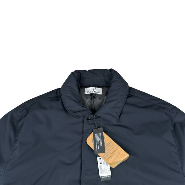Stone Island 2024 Navy Micro Twill Primaloft Long Buttoned Jacket - XXL