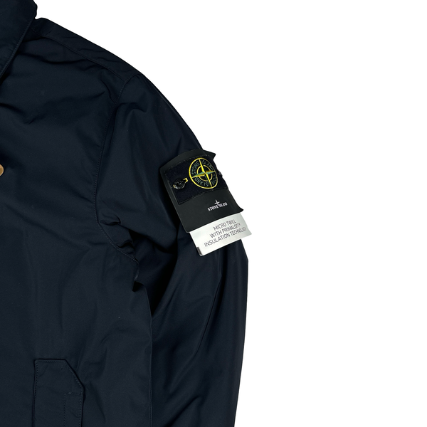 Stone Island 2024 Navy Micro Twill Primaloft Long Buttoned Jacket - XXL
