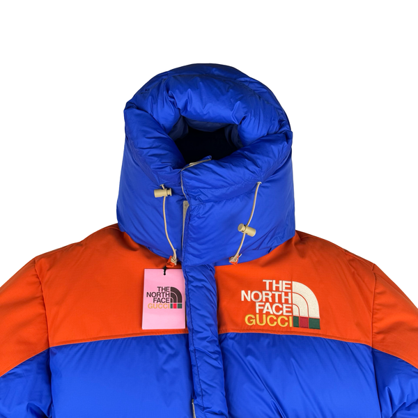 North Face X Gucci 700 Blue/Orange Down Filled Down Hooded Puffer Jacket - XXL
