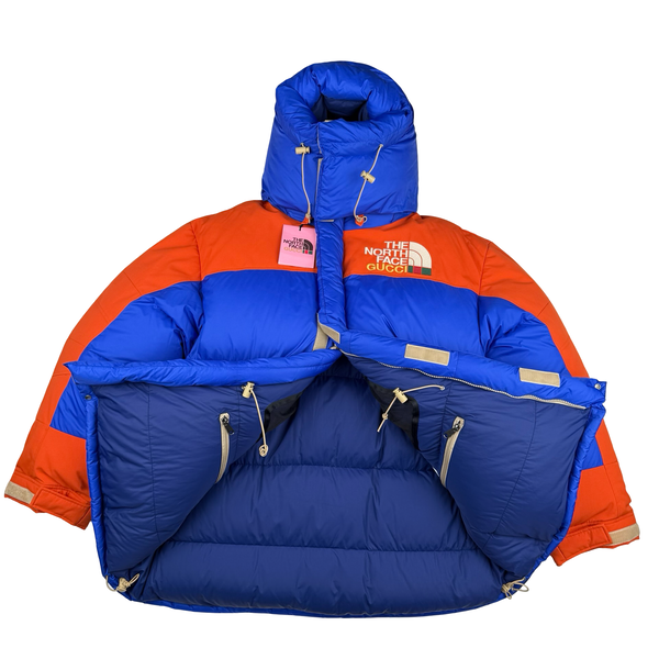 North Face X Gucci 700 Blue/Orange Down Filled Down Hooded Puffer Jacket - XXL