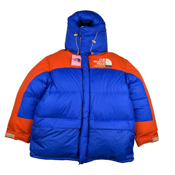 North Face X Gucci 700 Blue/Orange Down Filled Down Hooded Puffer Jacket - XXL