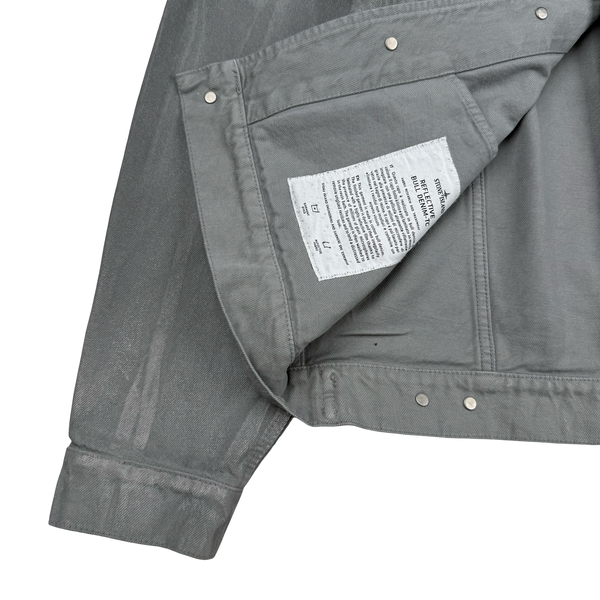 Stone Island x Supreme 2023 Reflective Silver Grey Bull Denim TC Jacket - Small