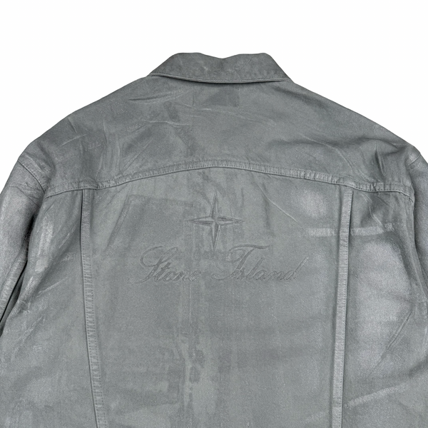 Stone Island x Supreme 2023 Reflective Silver Grey Bull Denim TC Jacket - Small
