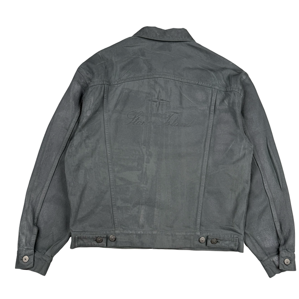 Stone Island x Supreme 2023 Reflective Silver Grey Bull Denim TC Jacket - Small