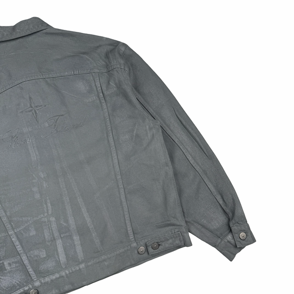 Stone Island x Supreme 2023 Reflective Silver Grey Bull Denim TC Jacket - Small