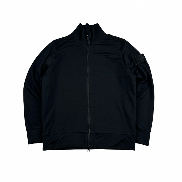 Stone Island 2022 Black Ghost Stretch Cotton Zipped Jumper - Small