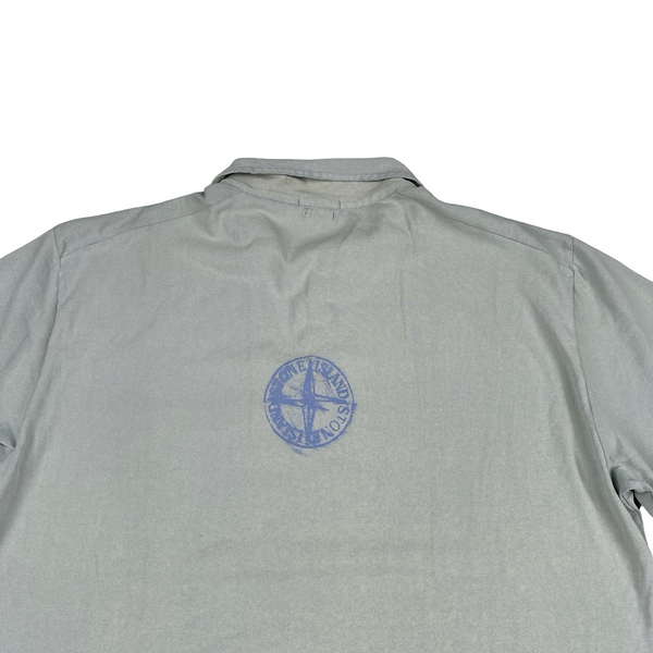 Stone Island 2005 Light Blue Cotton Stencil Logo T Shirt - XL