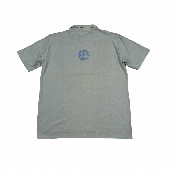 Stone Island 2005 Light Blue Cotton Stencil Logo T Shirt - XL