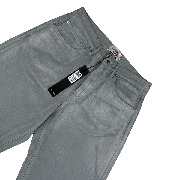Stone Island x Supreme 2023 Reflective Silver Grey Bull Denim TC Jeans - Small