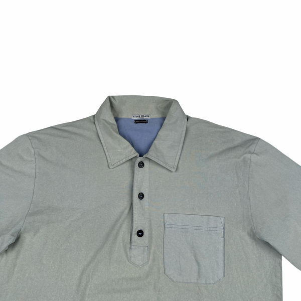 Stone Island 2005 Light Blue Cotton Stencil Logo T Shirt - XL