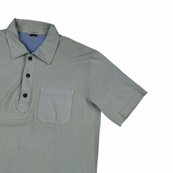 Stone Island 2005 Light Blue Cotton Stencil Logo T Shirt - XL