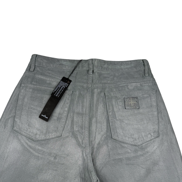 Stone Island x Supreme 2023 Reflective Silver Grey Bull Denim TC Jeans - Small