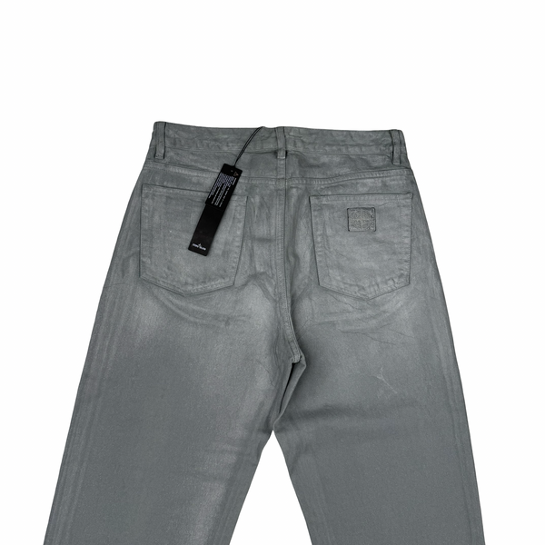 Stone Island x Supreme 2023 Reflective Silver Grey Bull Denim TC Jeans - Small