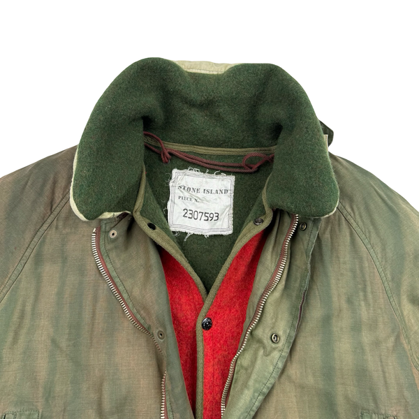 Stone Island 1990s Vintage Green Raso Gommato Dutch Rope Jacket - XL