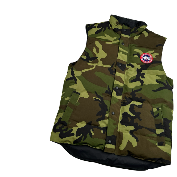 Canada Goose Green/Khaki Down Camo Gilet Vest - Large