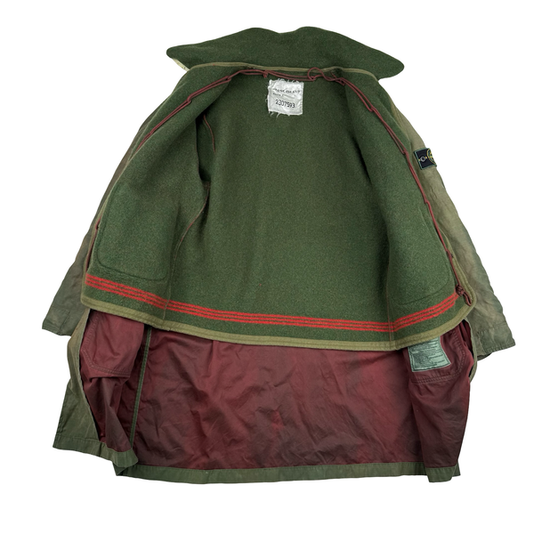 Stone Island 1990s Vintage Green Raso Gommato Dutch Rope Jacket - XL