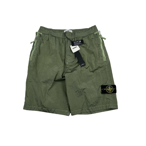 Stone Island 2023 Green Nylon Metal Econyl Shorts - 31"