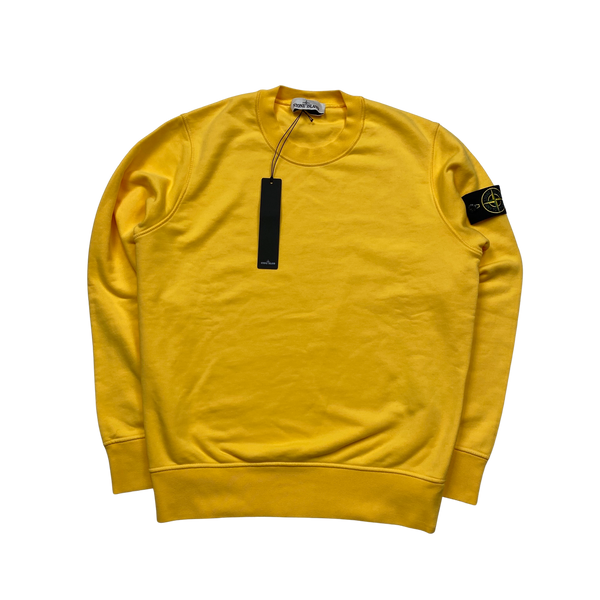 Stone Island 2022 Yellow Cotton Crewneck Sweatshirt - Small