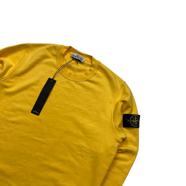 Stone Island 2022 Yellow Cotton Crewneck Sweatshirt - Small