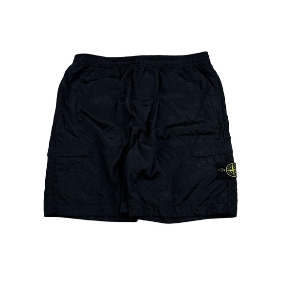 Stone Island 2022 Navy Nylon Metal Loose Fit Cargo Shorts - 40"