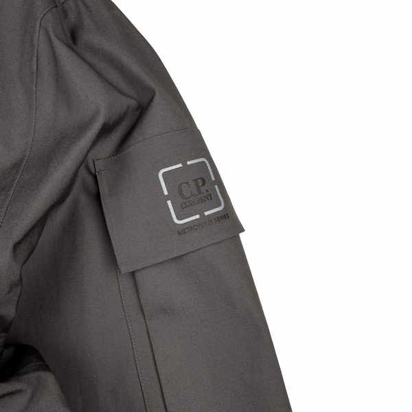 CP Company Grey Metropolis Series Hydro-Stop Tela Long Button Rain Jacket - Large
