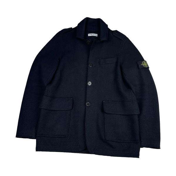 Stone Island 2011 Navy Wool Knitted Heavyweight Jacket - Medium