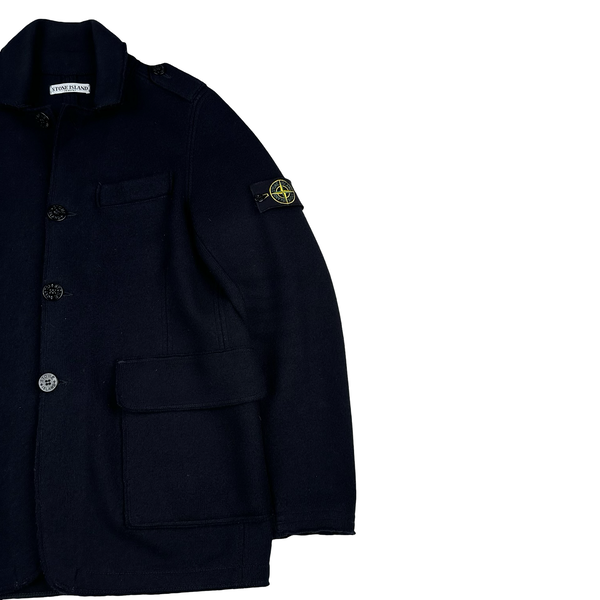 Stone Island 2011 Navy Wool Knitted Heavyweight Jacket - Medium