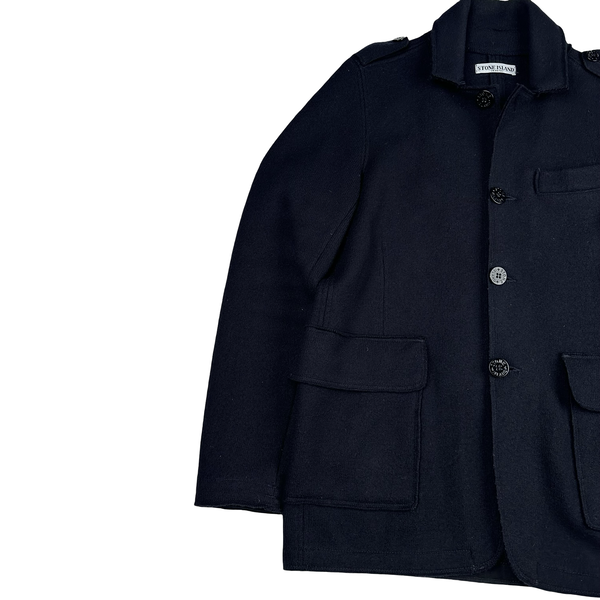 Stone Island 2011 Navy Wool Knitted Heavyweight Jacket - Medium