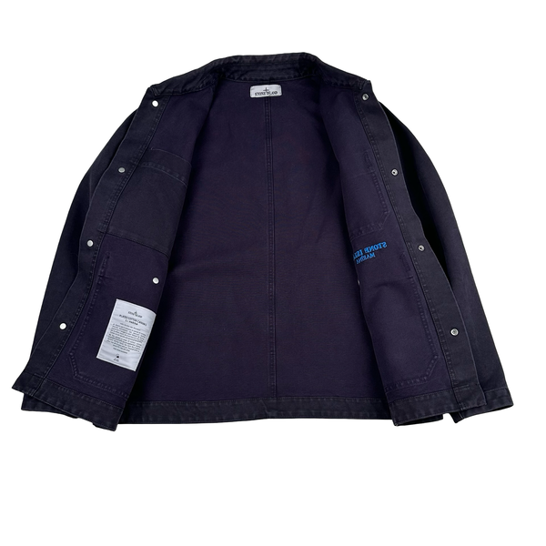 Stone Island Plated Cotton Canvas Marina Spellout Jacket - Small