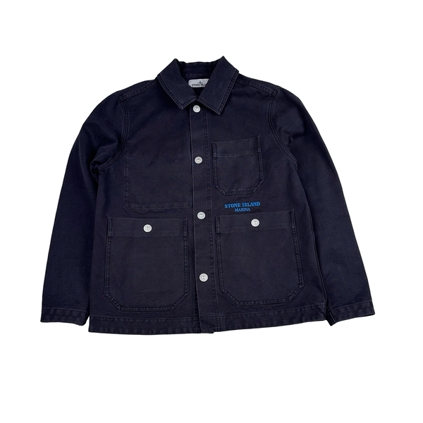 Stone Island Plated Cotton Canvas Marina Spellout Jacket - Small