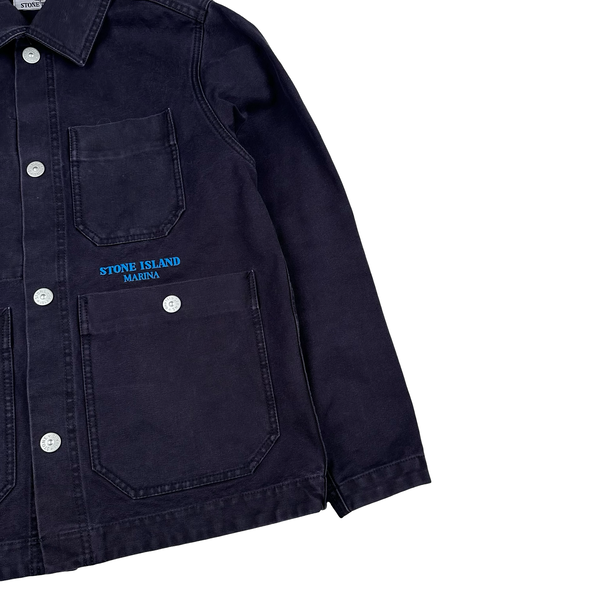 Stone Island Plated Cotton Canvas Marina Spellout Jacket - Small
