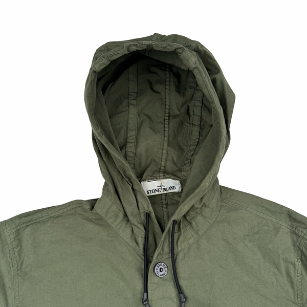 Stone Island 2020 Khaki Green Lightweight Polycotton Hooded Jacket Overshirt - Medium