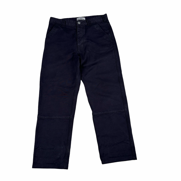 Stone Island Plated Cotton Canvas Marina Spellout Trousers - 28"