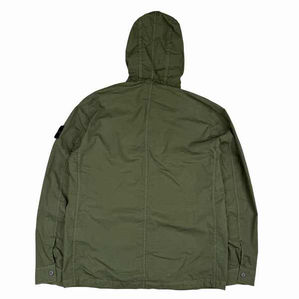 Stone Island 2020 Khaki Green Lightweight Polycotton Hooded Jacket Overshirt - Medium