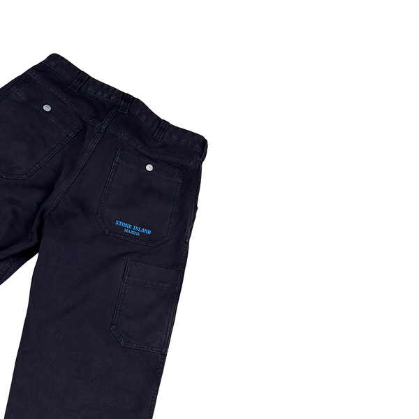 Stone Island Plated Cotton Canvas Marina Spellout Trousers - 28"