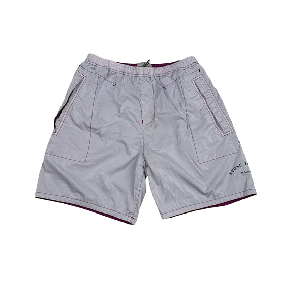 Stone Island 2022 Purple Prismatico Ripstop Reflective Marina Shorts - 30"