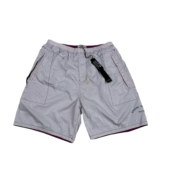 Stone Island 2022 Purple Prismatico Ripstop Reflective Marina Shorts - 30"