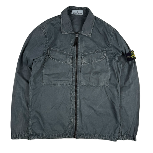 Stone Island 2022 Anthracite Cotton Zipped Overshirt - Small