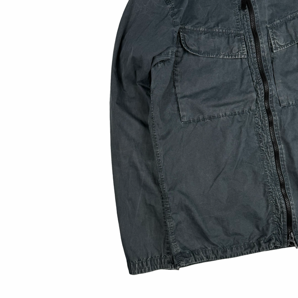 Stone Island 2022 Anthracite Cotton Zipped Overshirt - Small