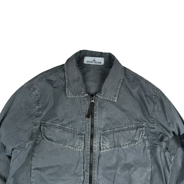 Stone Island 2022 Anthracite Cotton Zipped Overshirt - Small