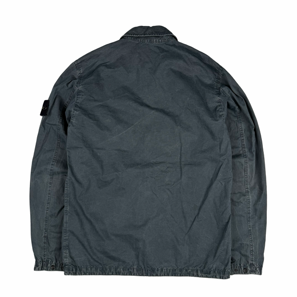 Stone Island 2022 Anthracite Cotton Zipped Overshirt - Small