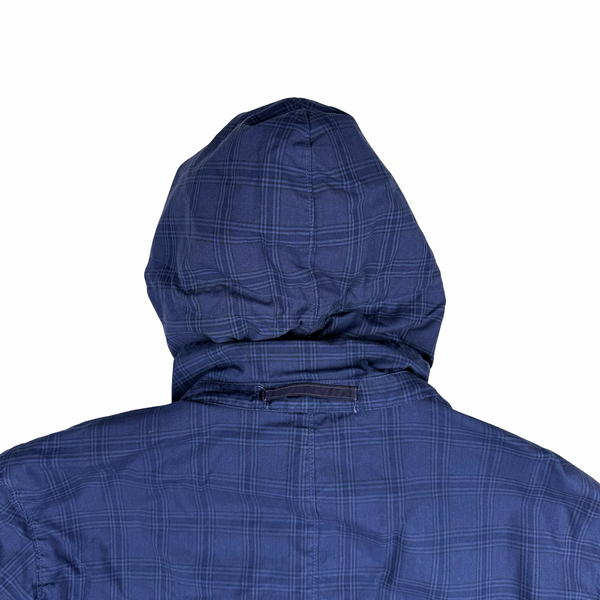 CP Company Jaeger - LeCoultre Blue check/Navy Reversable Goggle Watch Finder Cotton Blend Jacket - Large