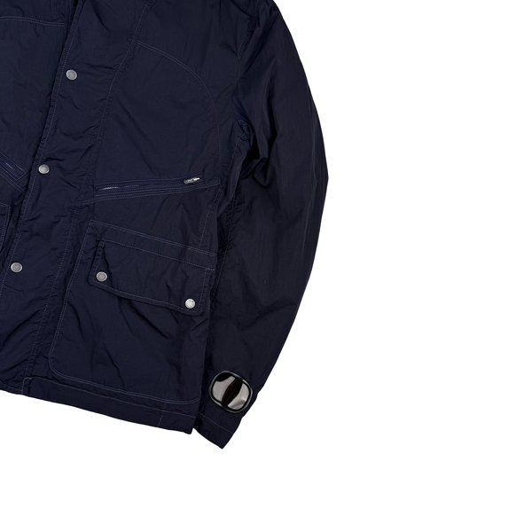 CP Company Jaeger - LeCoultre Blue check/Navy Reversable Goggle Watch Finder Cotton Blend Jacket - Large