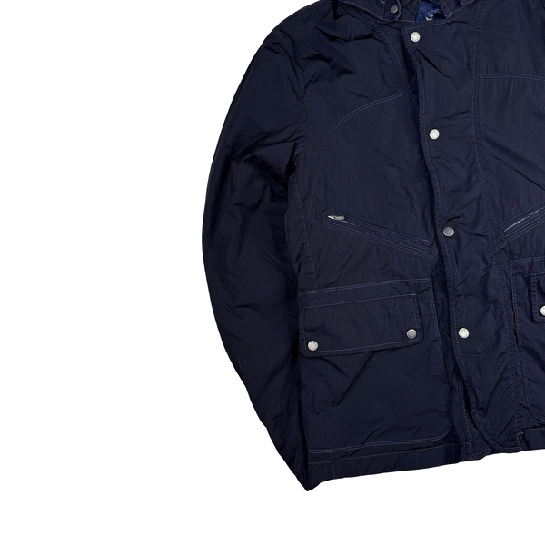 CP Company Jaeger - LeCoultre Blue check/Navy Reversable Goggle Watch Finder Cotton Blend Jacket - Large