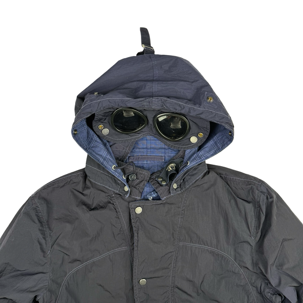 CP Company Jaeger - LeCoultre Blue check/Navy Reversable Goggle Watch Finder Cotton Blend Jacket - Large